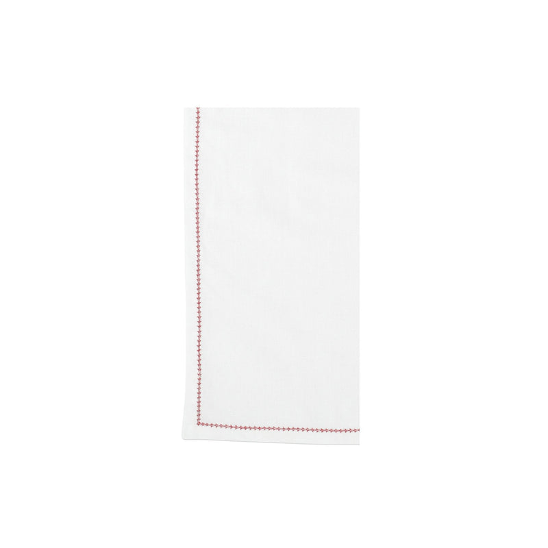 Cotone Linens Ivory Napkins with Red Stitching by VIETRI