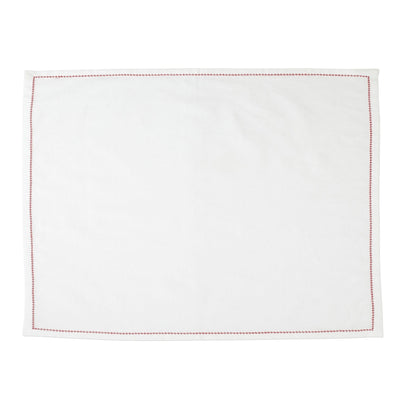 Cotone Linens Ivory Placemats with Red Stitching by VIETRI
