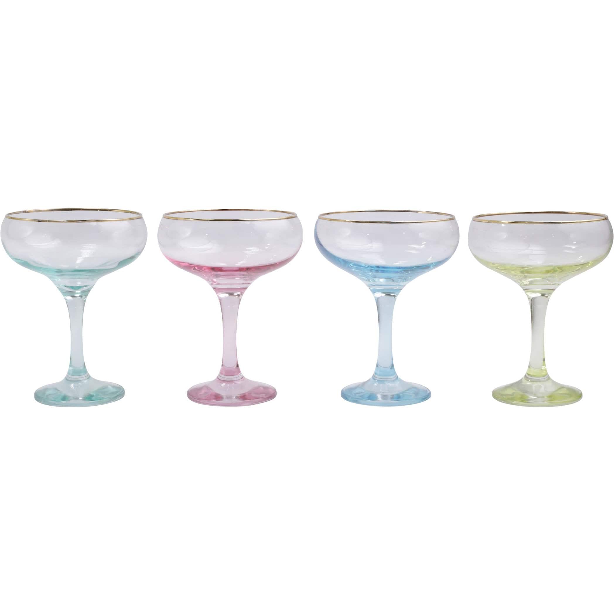 Rainbow Assorted Martini Glasses Set/4