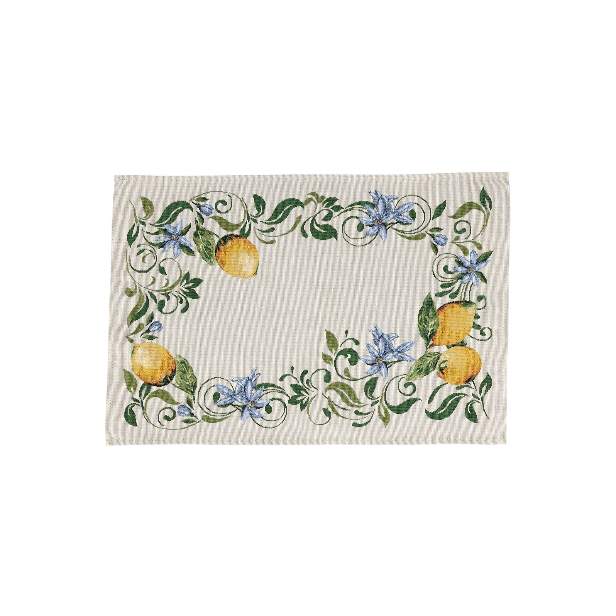 レア！ 新品未使用 VIETRI ヴィエトリ イタリア PlaceMats 4枚 Tavola Lemons with Blue Flowers Placemats - Set of 4 | VIETRI