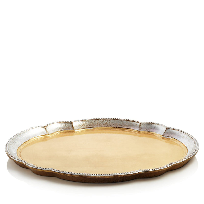 Florentine Wooden Accessories Gold with Platinum Large Oval Tray