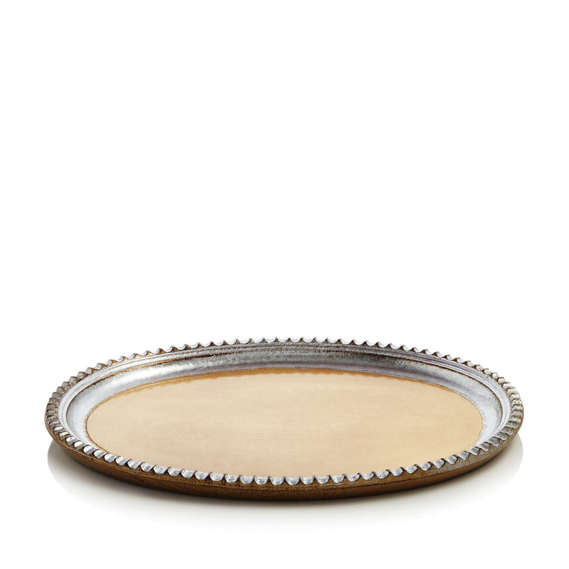 Florentine Wooden Accessories Gold with Platinum Small Oval Tray