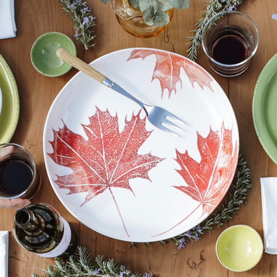 Autunno Maple Leaves Round Shallow Bowl