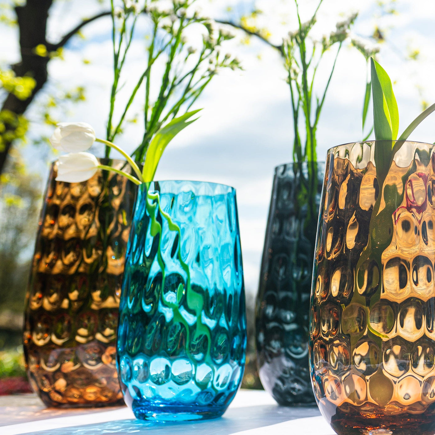 Bolla Glass Ash Blue Small Pebbled Vase