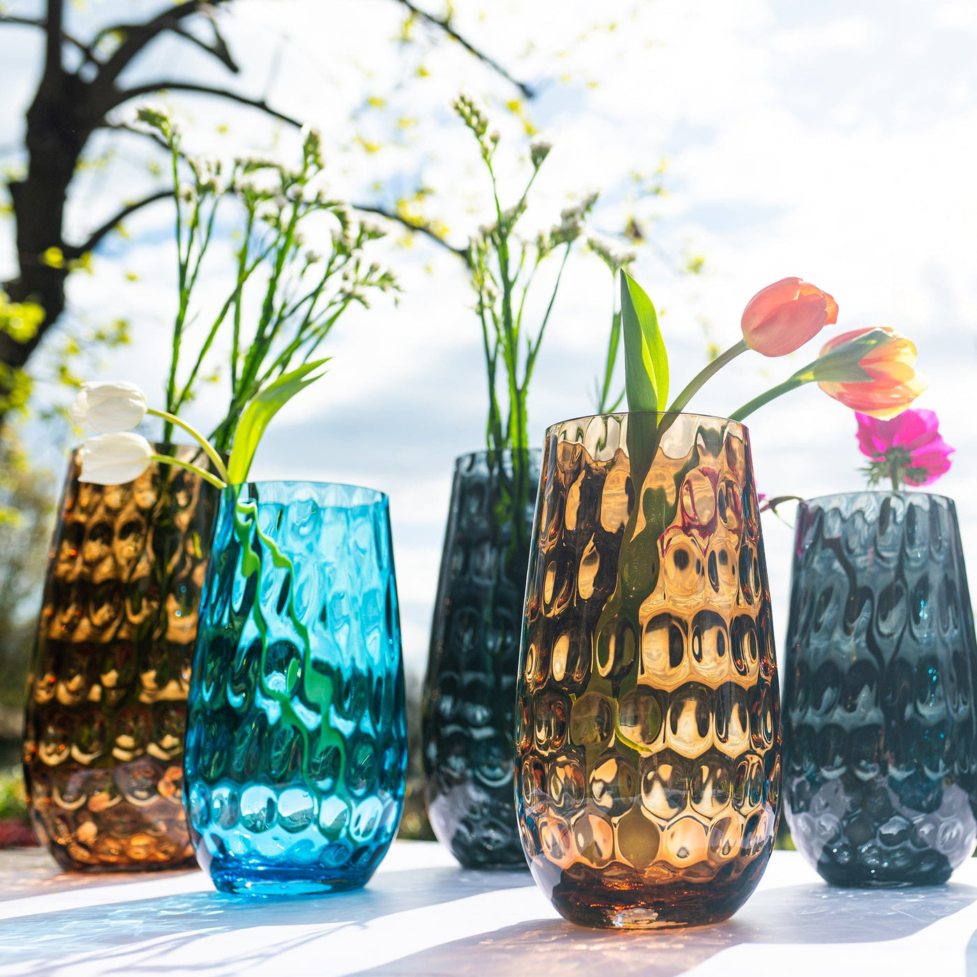 Bolla Glass Ash Blue Small Pebbled Vase