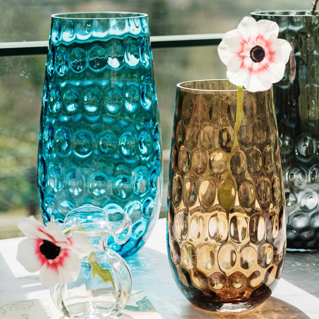 Bolla Glass Ash Blue Medium Pebbled Vase