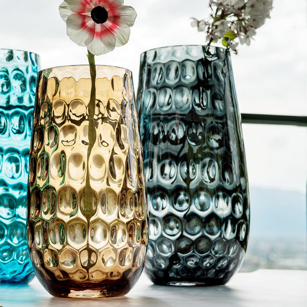 Bolla Glass Gray Medium Pebbled Vase