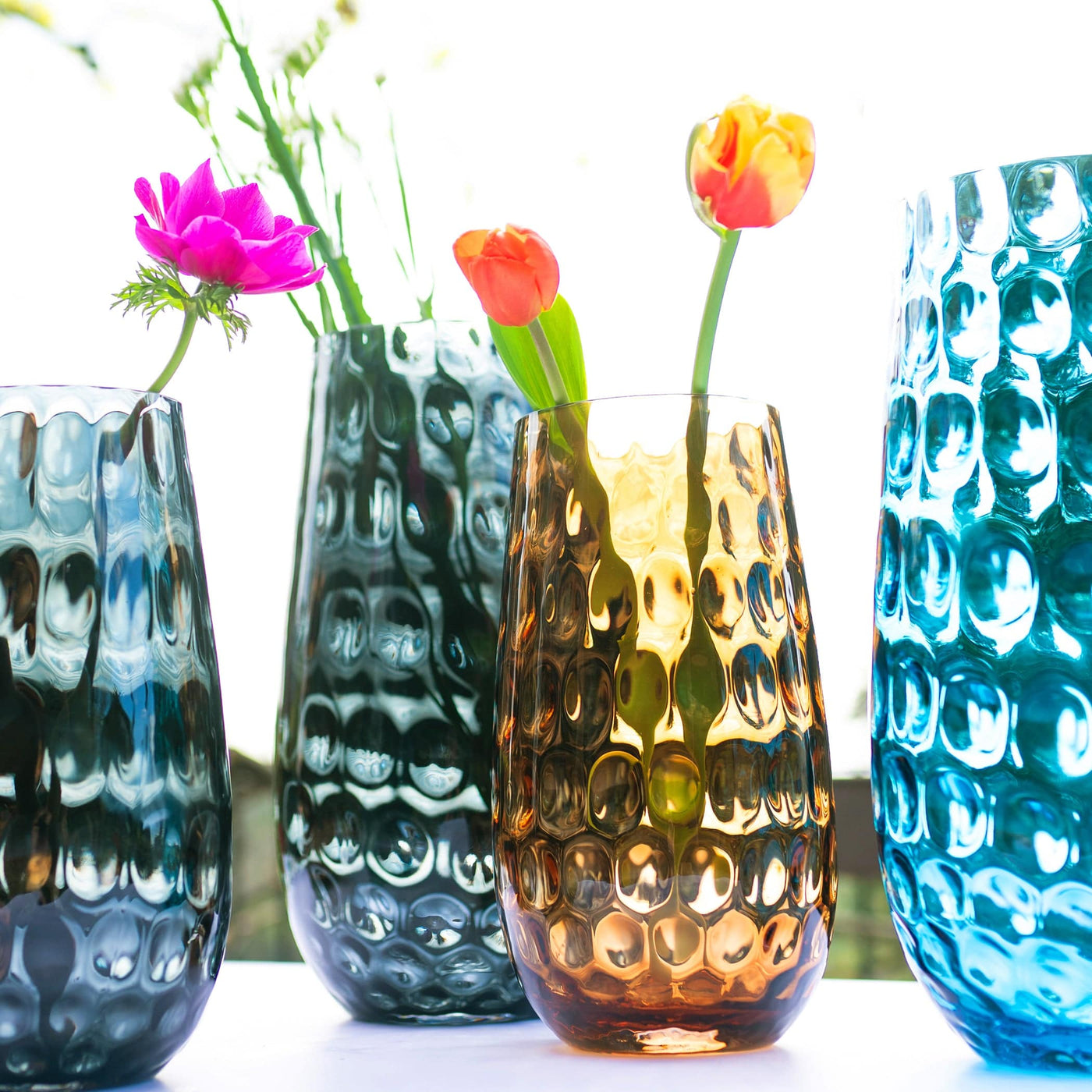 Bolla Glass Gray Medium Pebbled Vase