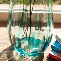 Bolla Glass Ash Blue Medium Pleated Vase