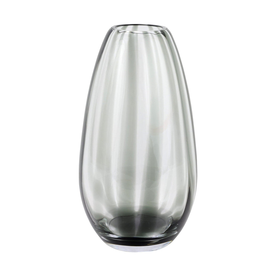 Bolla Glass Gray Medium Pleated Vase