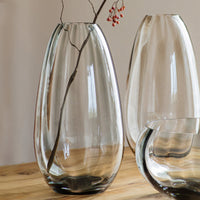Bolla Glass Gray Medium Pleated Vase