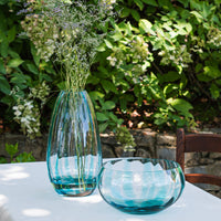 Bolla Glass Ash Blue Pleated Centerpiece