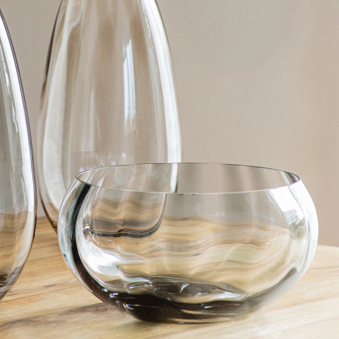 Bolla Glass Gray Pleated Centerpiece