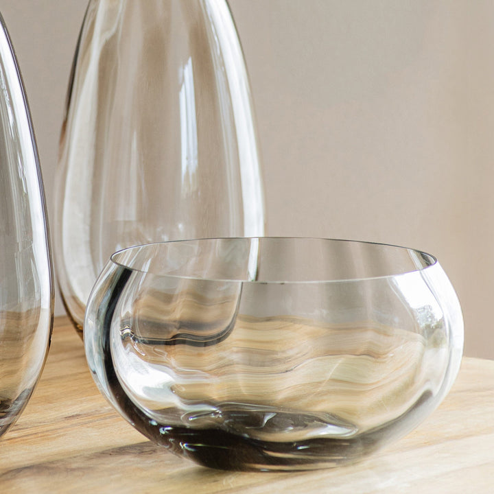 Bolla Glass Gray Pleated Centerpiece