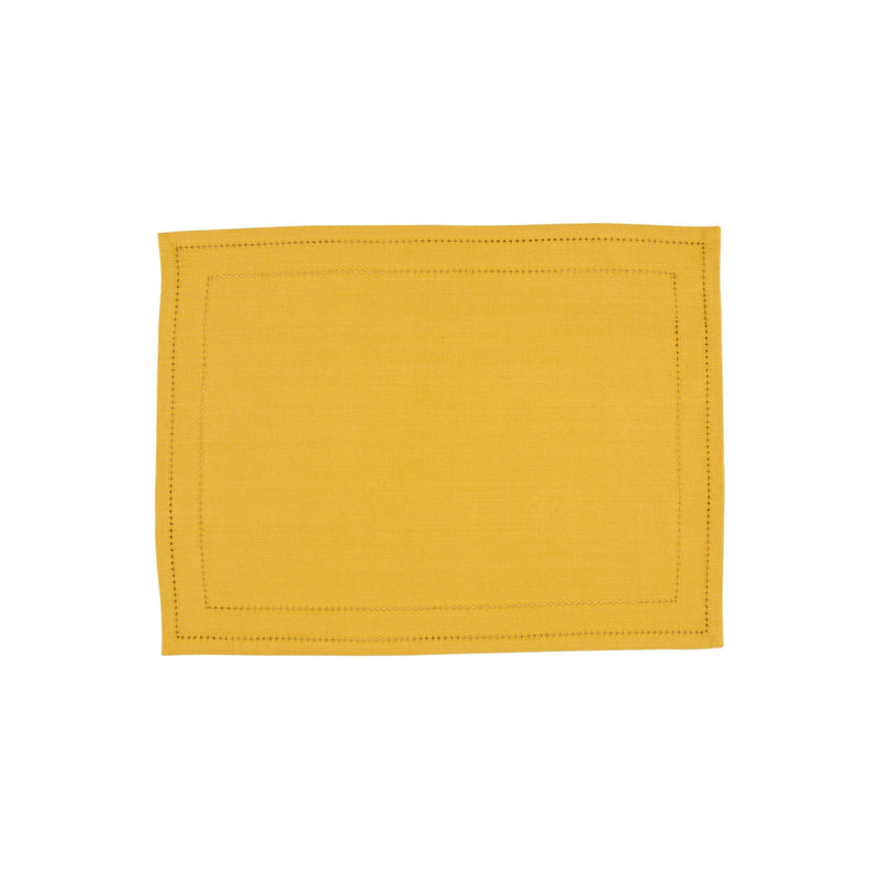 Cotone Linens Mustard Placemats with Double Stitching - Set of 4
