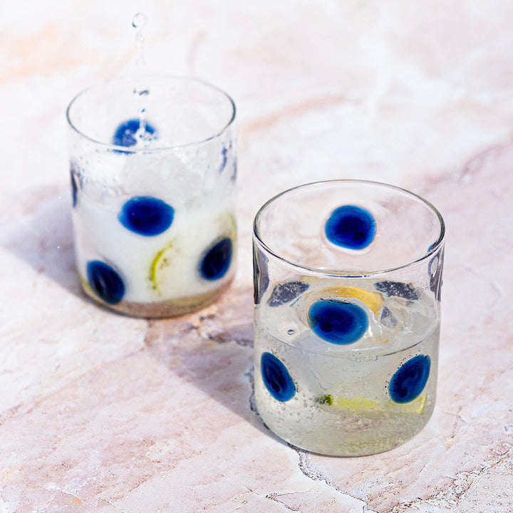 Drop Blue Double Old Fashioned - Set of 2