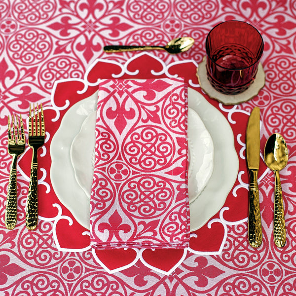 Damask Red Placemats - Set of 4
