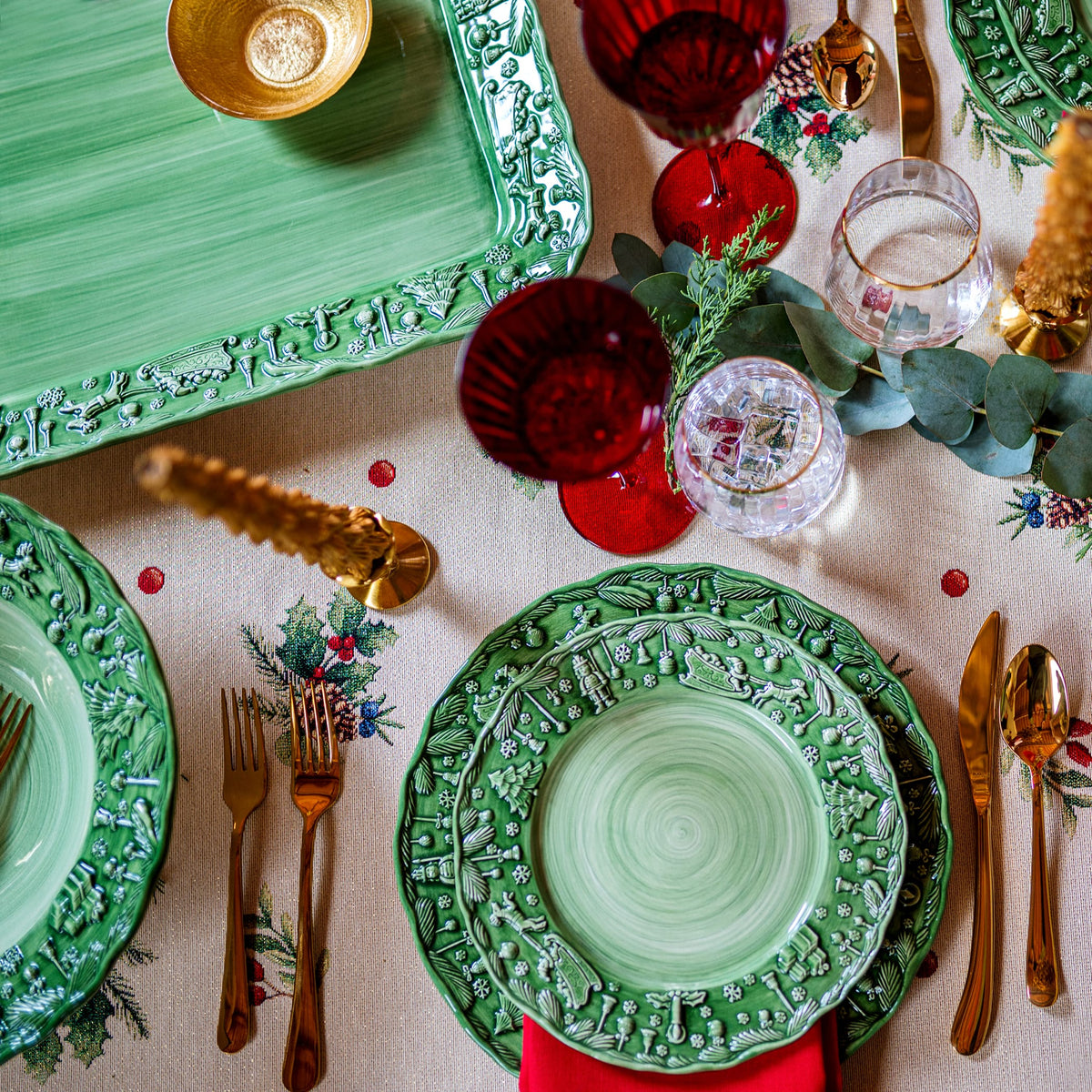 Fiabe di Natale Green Rectangular Platter