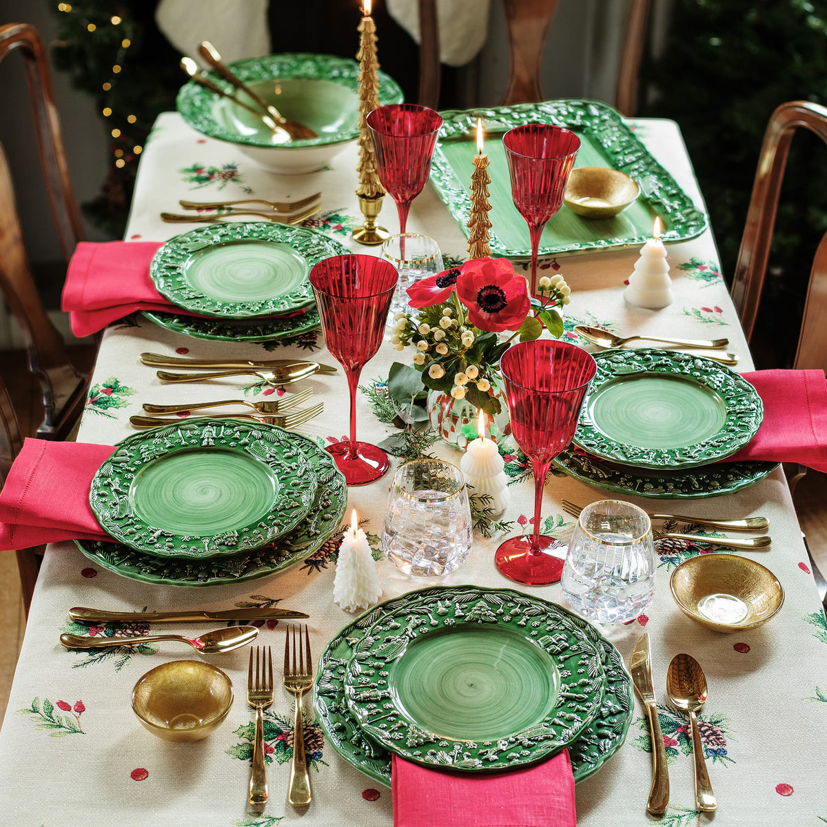 Fiabe di Natale Green Rectangular Platter