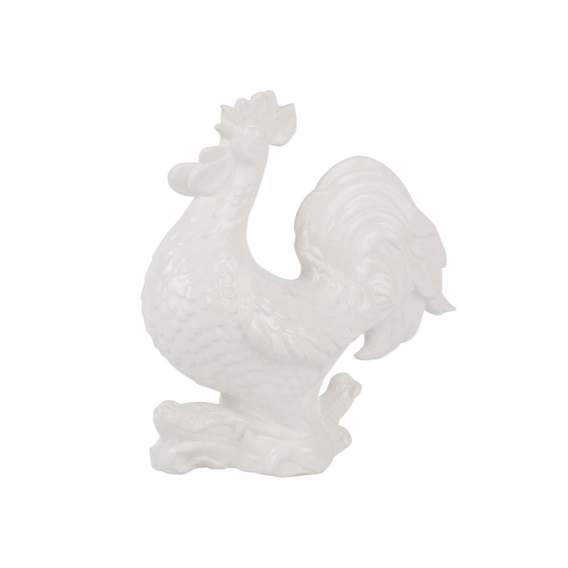Figural Garden Rooster - White