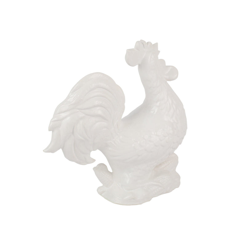 Figural Garden Rooster - White