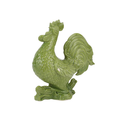 Figural Garden Rooster - Green