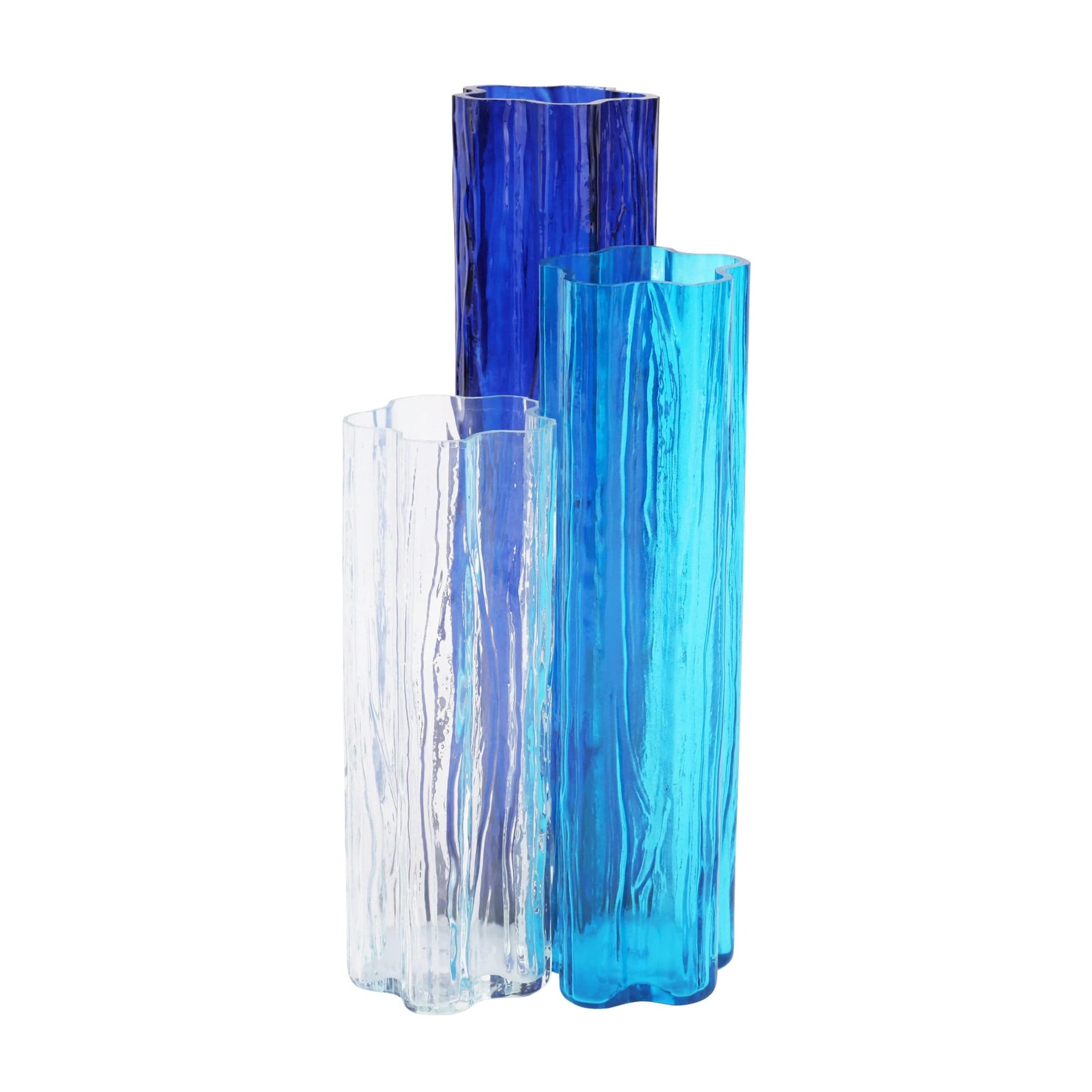 blue glass vase for money plant VIETRI Flora Glass Blue Vase