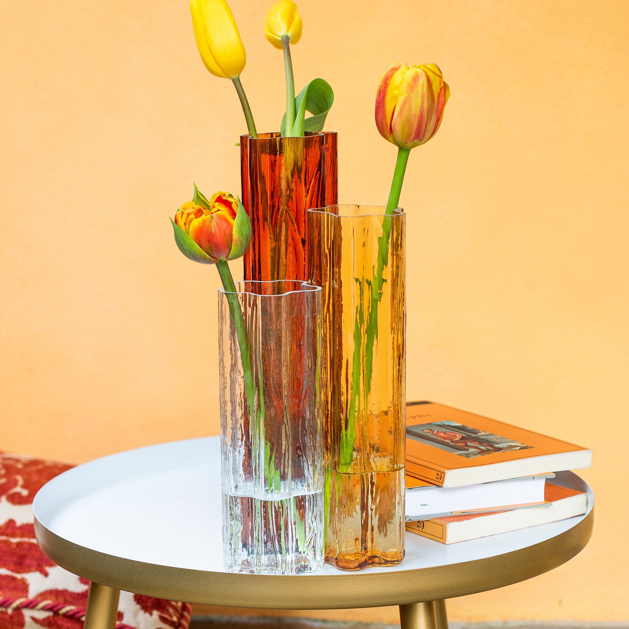 置物 Birbira flower vase Flora Glass Amber Vase – VIETRI