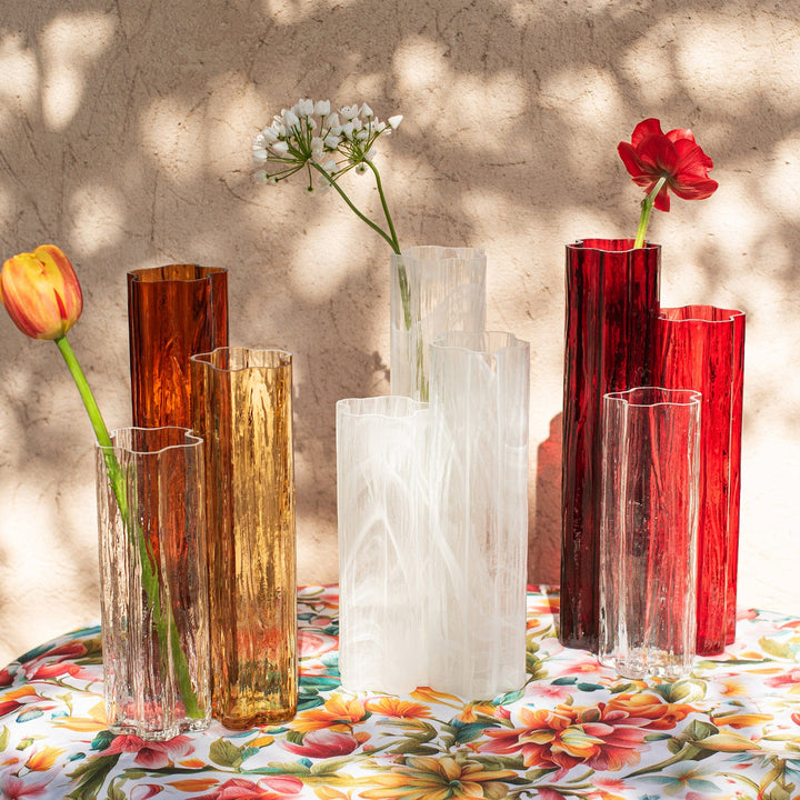 Flora Glass White Vase