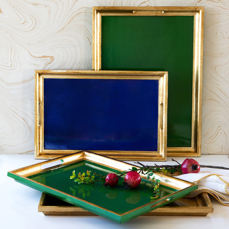 Florentine Wooden Accessories Cobalt & Gold Medium Rectangular Tray