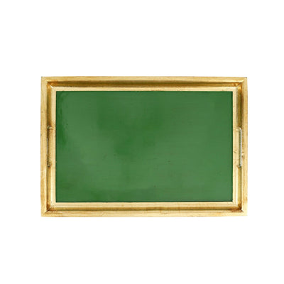 Florentine Wooden Accessories Green & Gold Medium Rectangular Tray