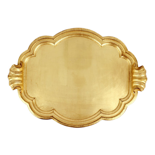 Florentine Wooden Accessories Gold Handled Large Tray