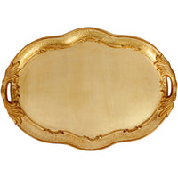 Florentine Wooden Accessories Gold Oval Tray with Handles