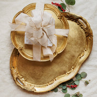 Florentine Wooden Accessories Gold Oval Tray with Handles