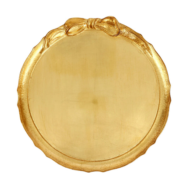 Florentine Wooden Accessories Gold Bow Round Tray