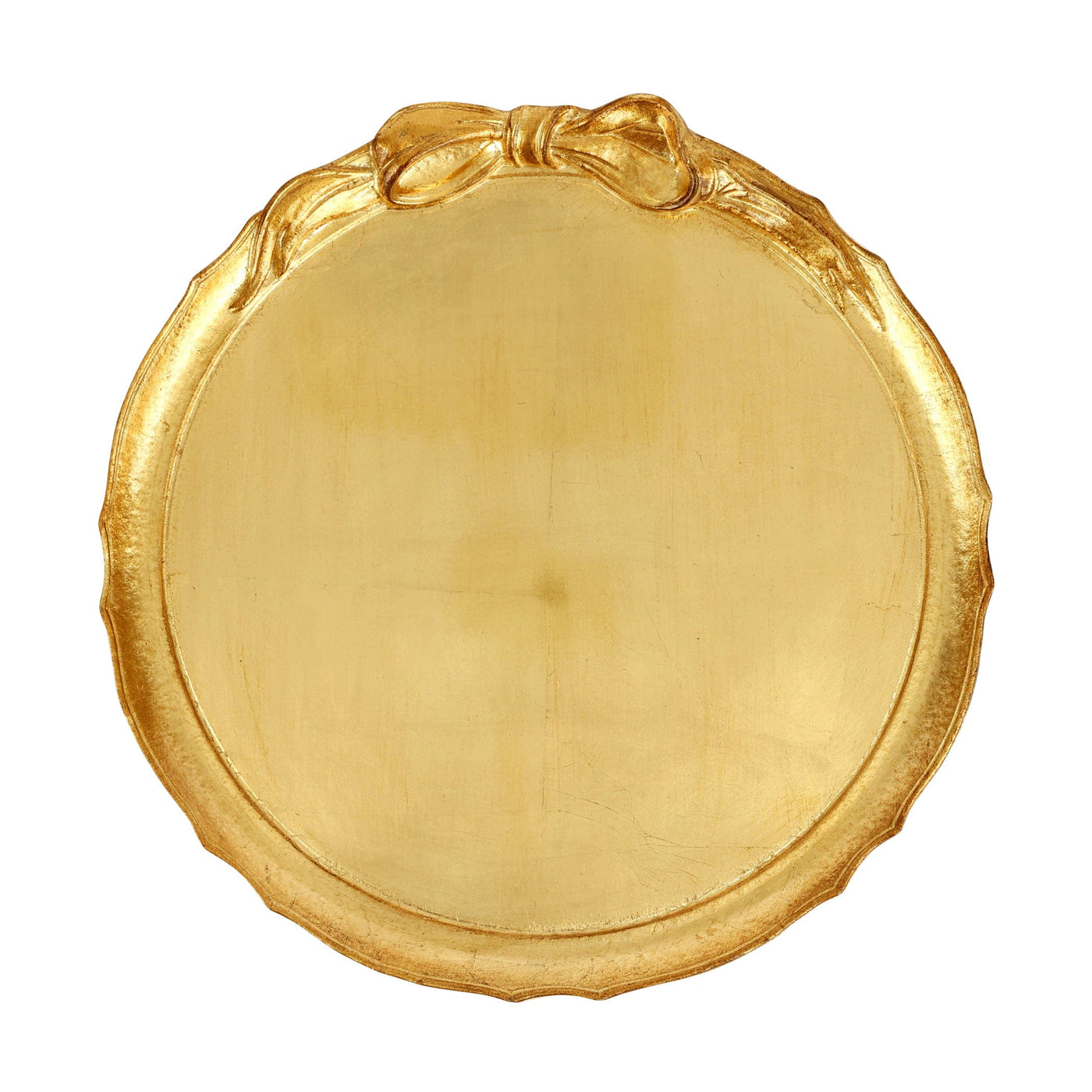 Florentine Wooden Accessories Gold Bow Round Tray