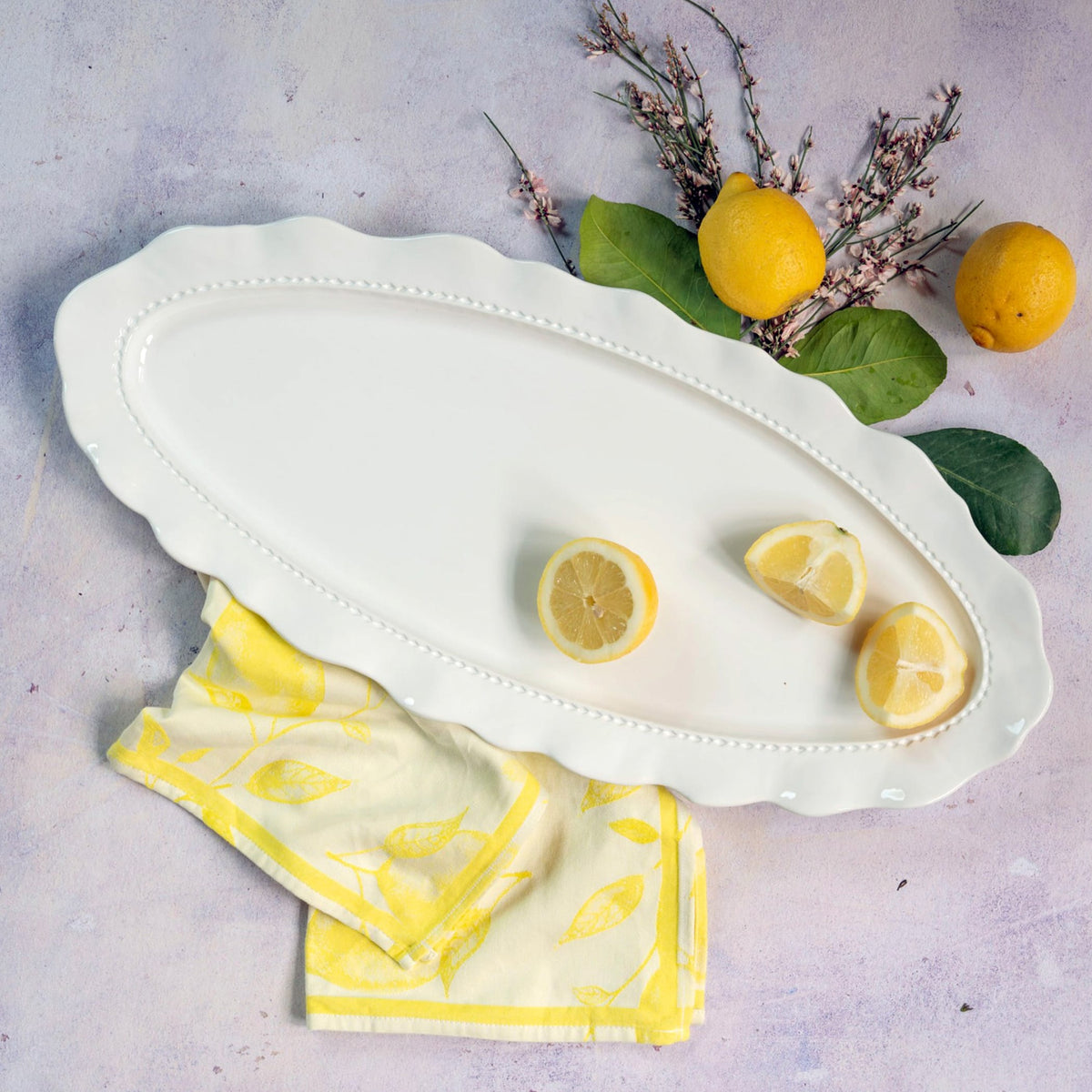 Giorno White Long Narrow Oval Platter