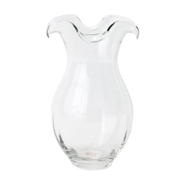 Hibiscus Glass Clear Vertical Fluted Medium Vase