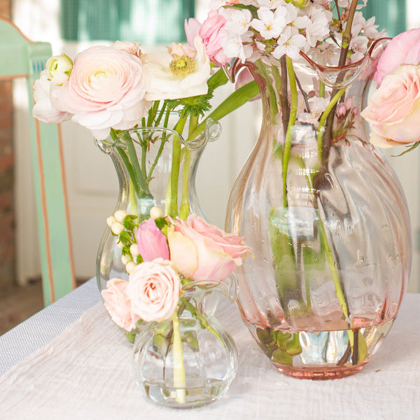 Hibiscus Glass Clear Vertical Fluted Medium Vase