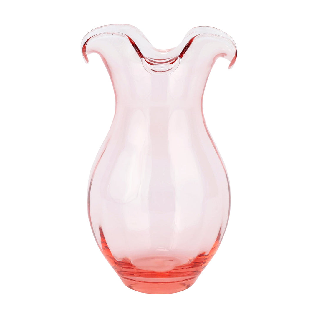 Hibiscus Glass Pink Vertical Fluted Medium Vase