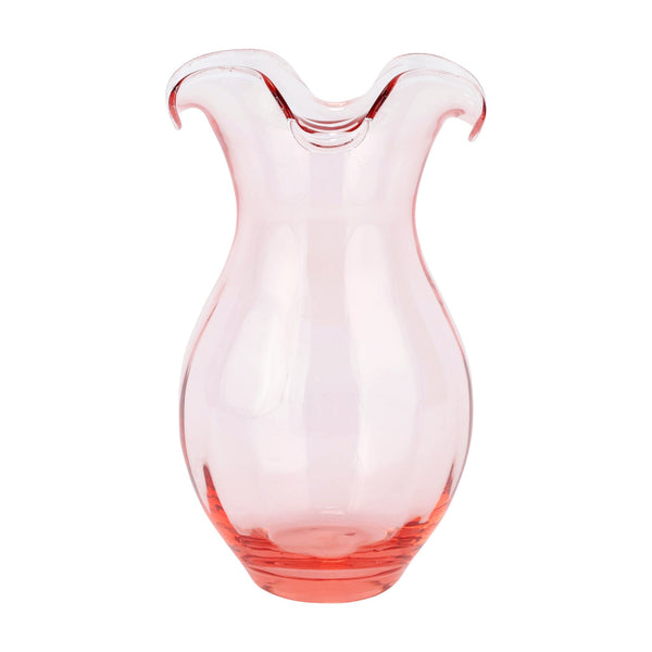 Hibiscus Glass Pink Vertical Fluted Medium Vase