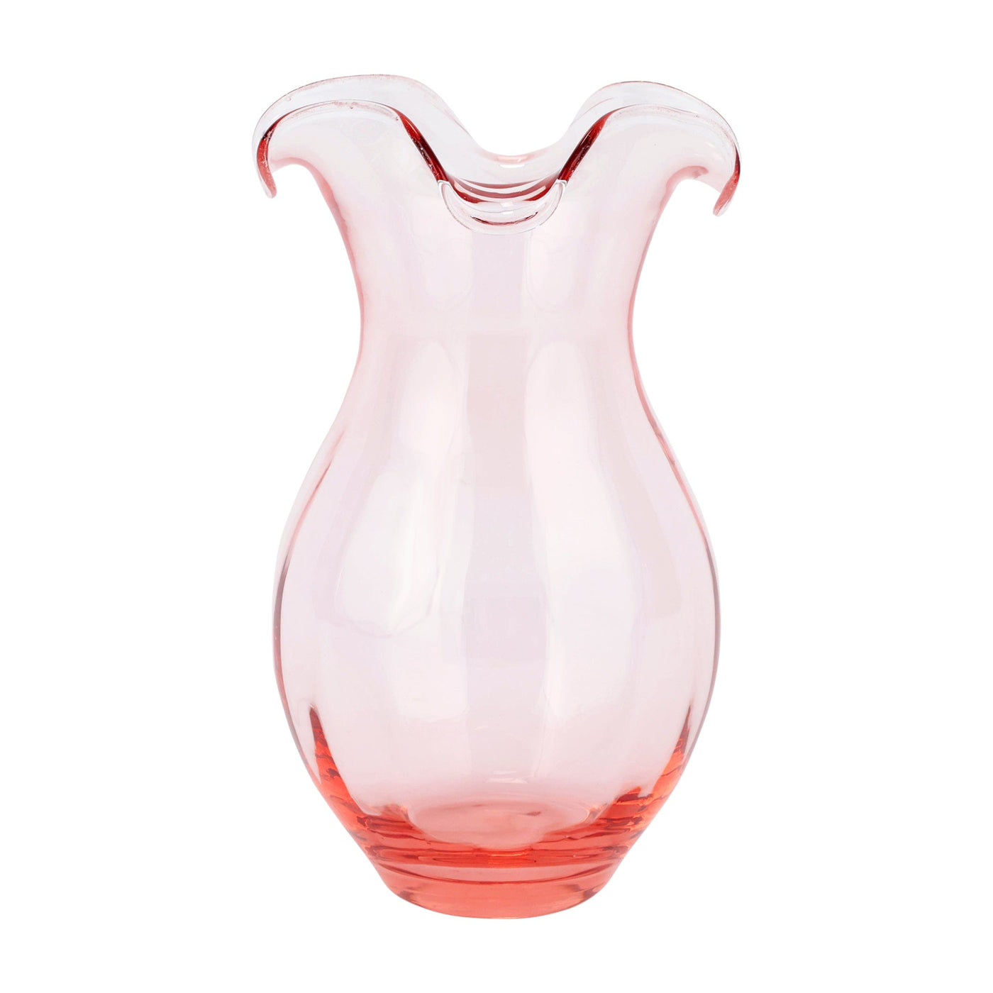 Hibiscus Glass Pink Vertical Fluted Medium Vase