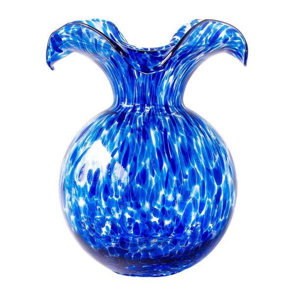 rosymonsterフラワー刺繍 ネイビーウインドブレーカー　011 Hibiscus Glass Cobalt Tortoiseshell Medium Fluted Vase – VIETRI