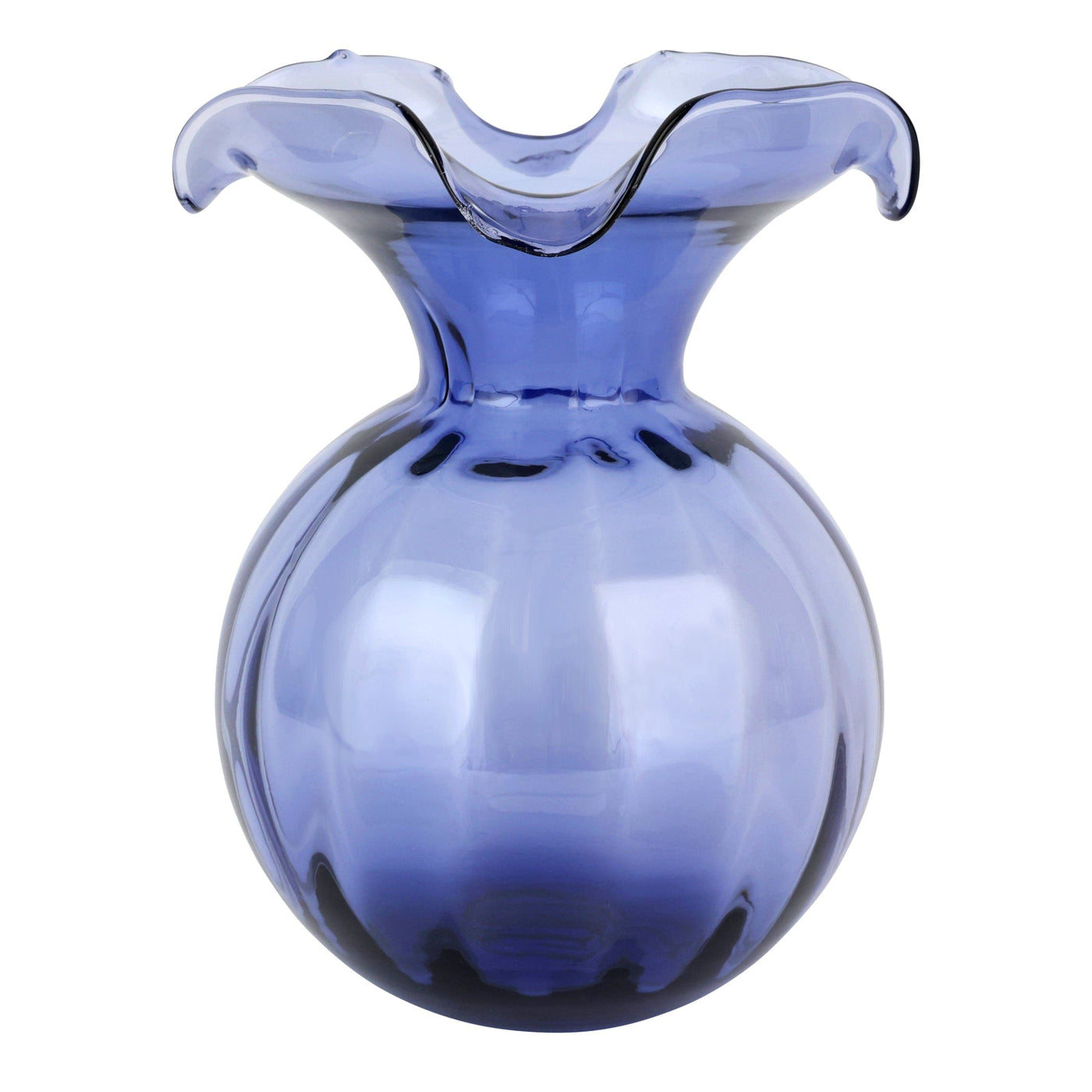 Hibiscus Glass Indigo Medium Fluted Vase