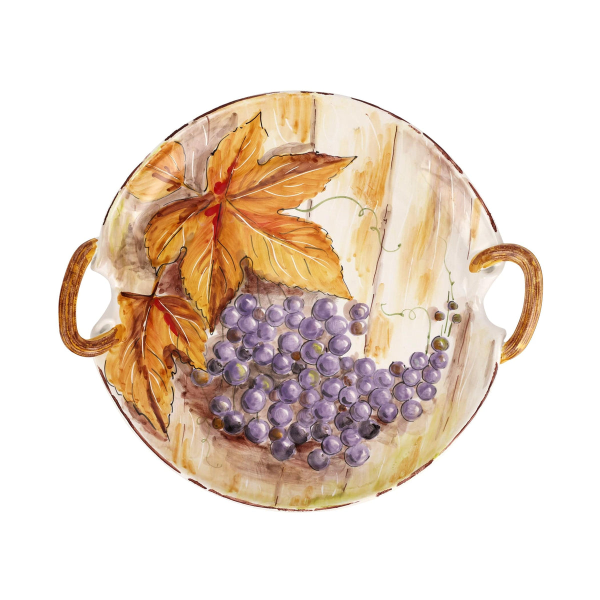 Harvest Grapes Handled Round Platter
