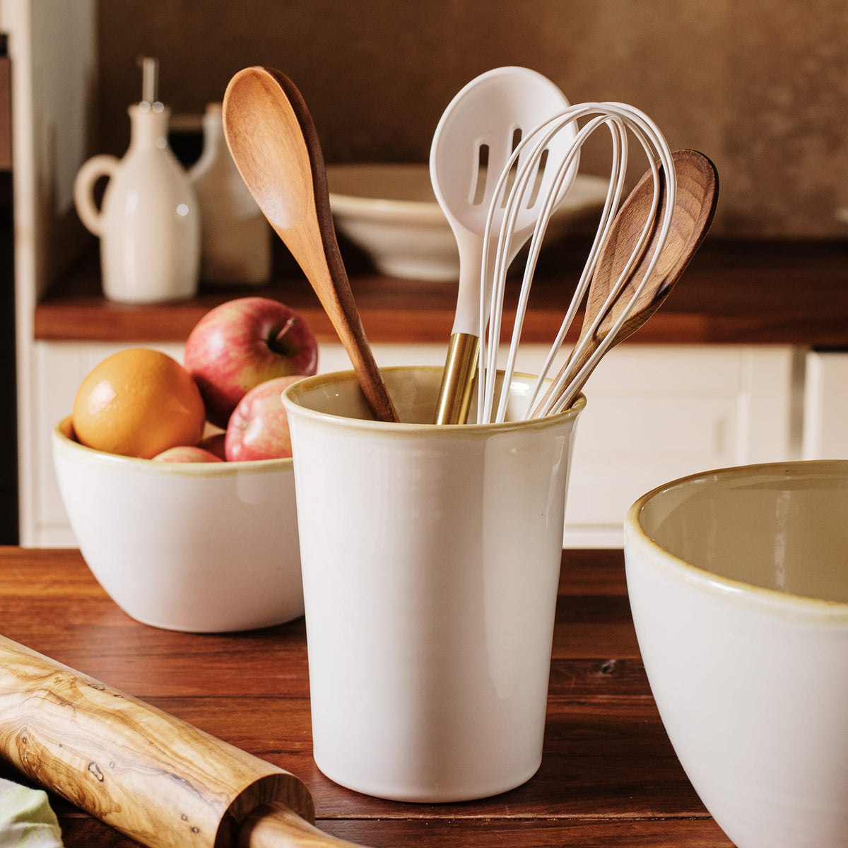 Italian Kitchen White Utensil Holder