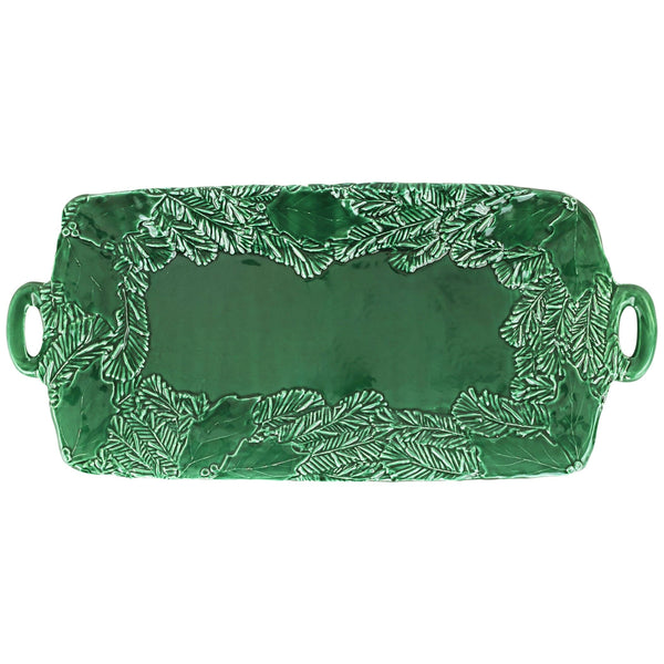 Lastra Holiday Green Figural Handled Rectangular Platter