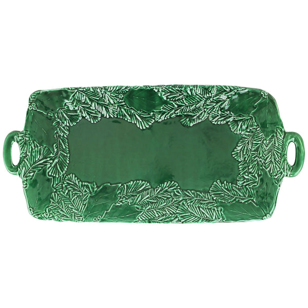 Lastra Holiday Green Figural Handled Rectangular Platter