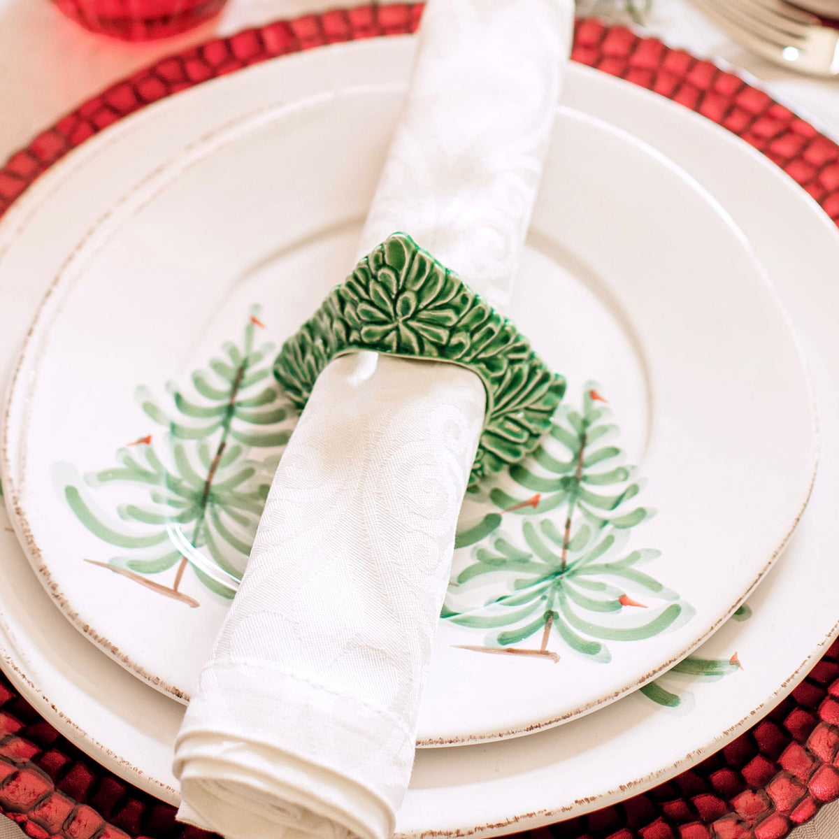 Lastra Holiday Green Figural Napkin Rings - Set of 4