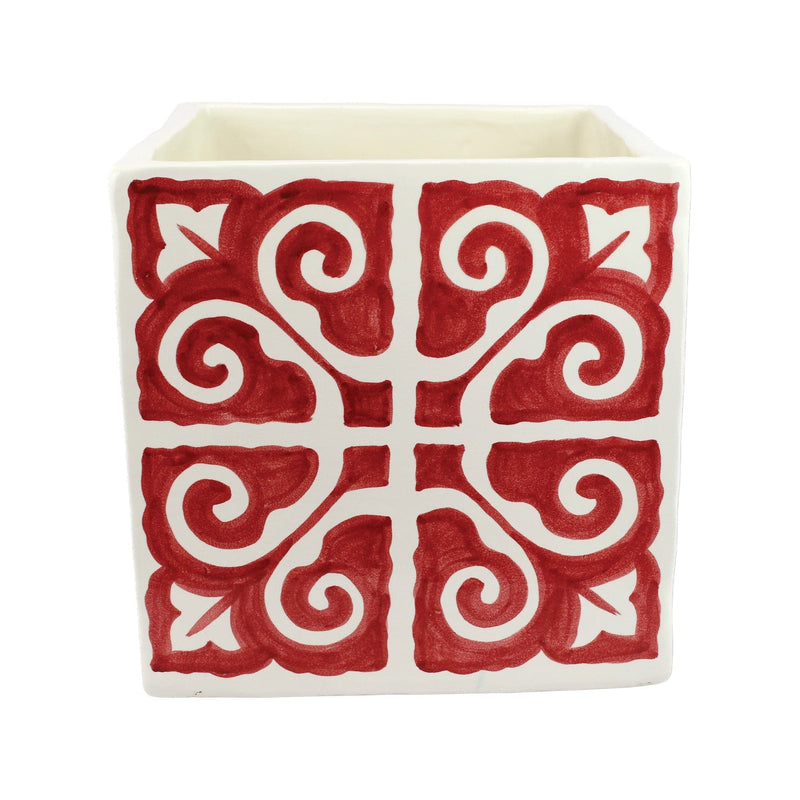Mosaico Red Large Square Cachepot